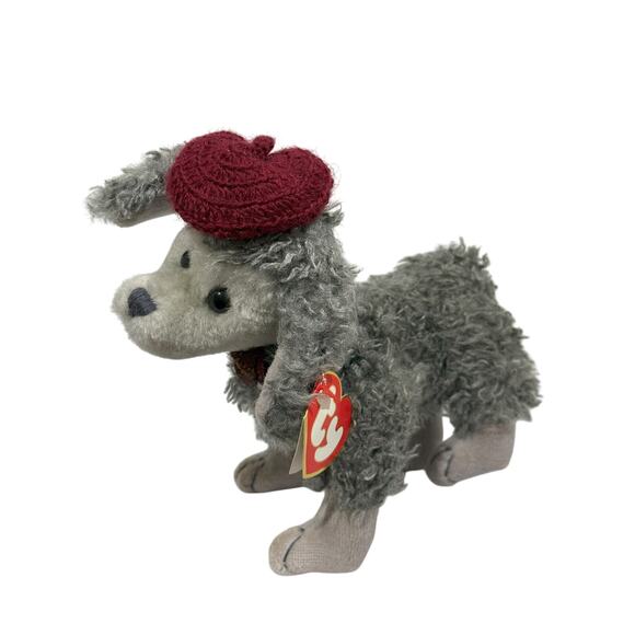 VTG NWT TY Beanie "Cheri Gray Poodle" Plush Dog with Ear Tag Circa 1993 - Picture 1 of 3